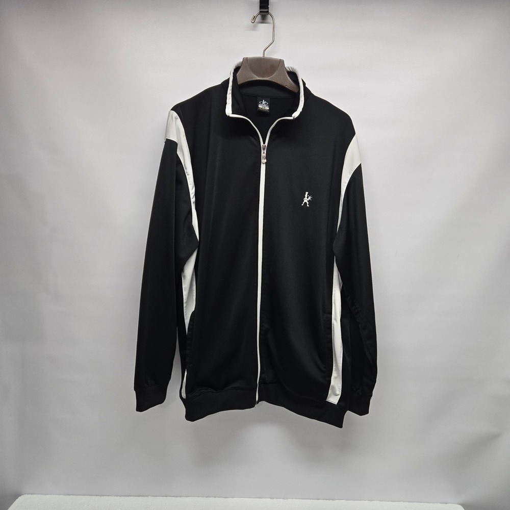 Balle de Match‎ Tennis Track Jacket Mens XL Black White Full Zip Go Yippee! Vtg